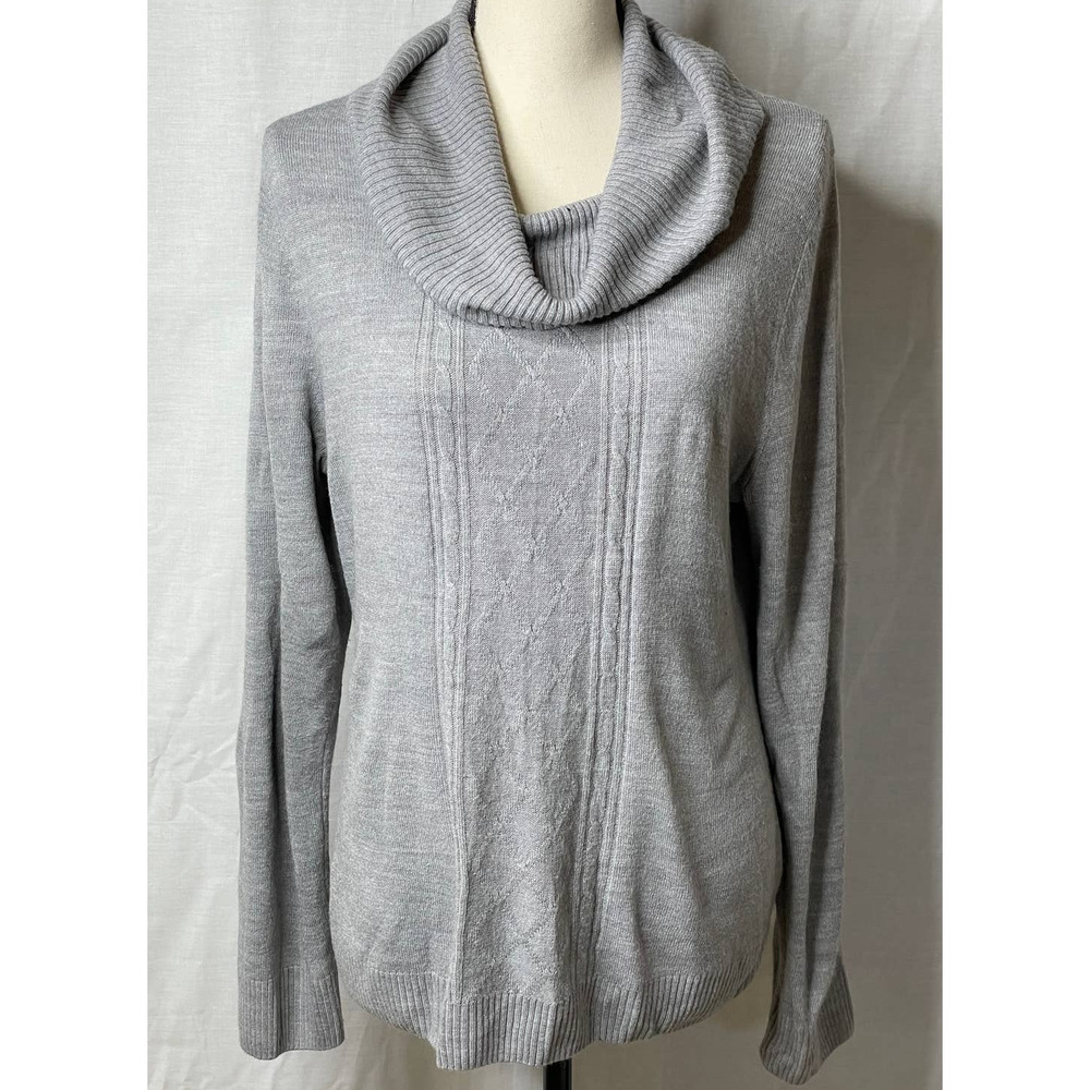 Carolyn Taylor Long Sleeved Cowl Neck Sweater Size Large Gray  *